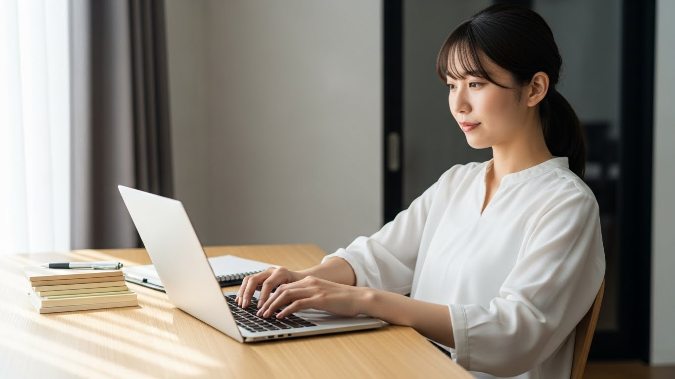 仕事しながら転職活動の進め方を整理する若手のイメージ