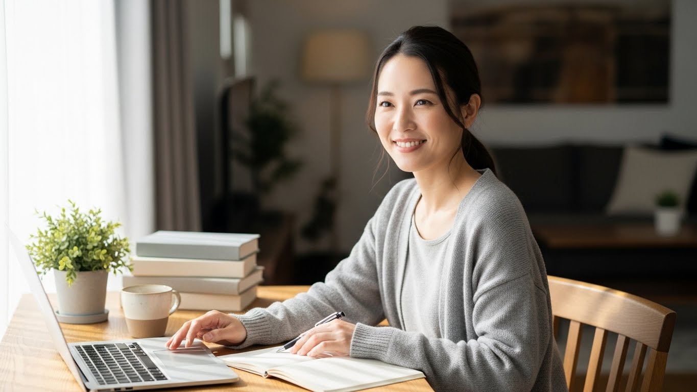 子育て中でも前向きに働き方を考える女性のイメージ