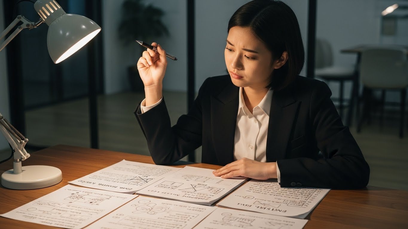 スキルの棚卸で悩みや迷いを感じている若手社会人の様子