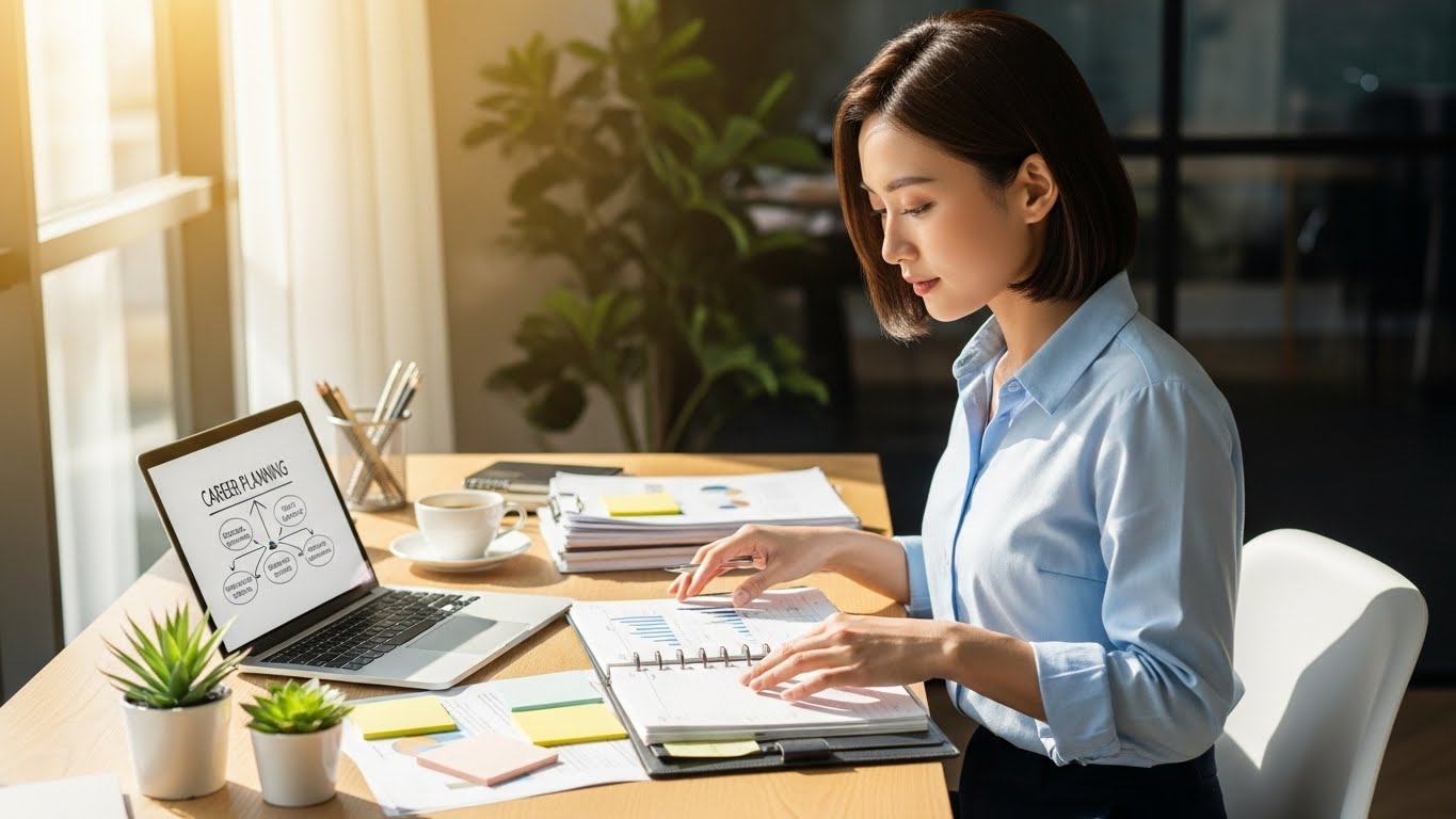 転職に向けてスキルの棚卸を実践している若手社会人の様子