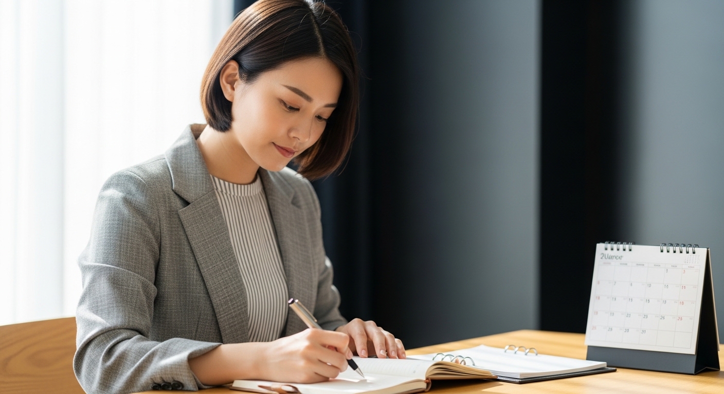 ノートに転職計画を書き出し整理している20代社会人