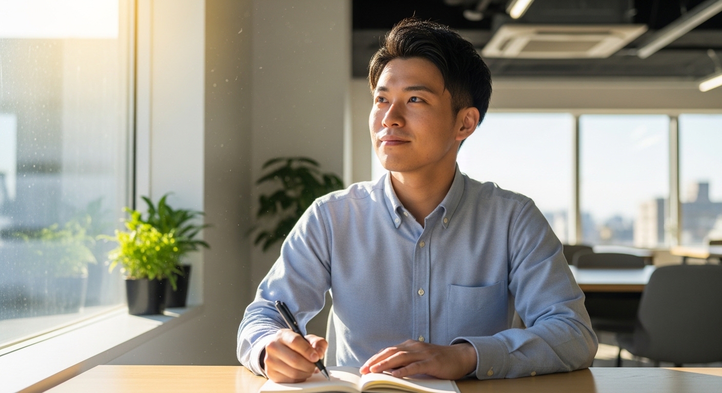 転職の目的や将来像を整理しながら準備を進める若手男性