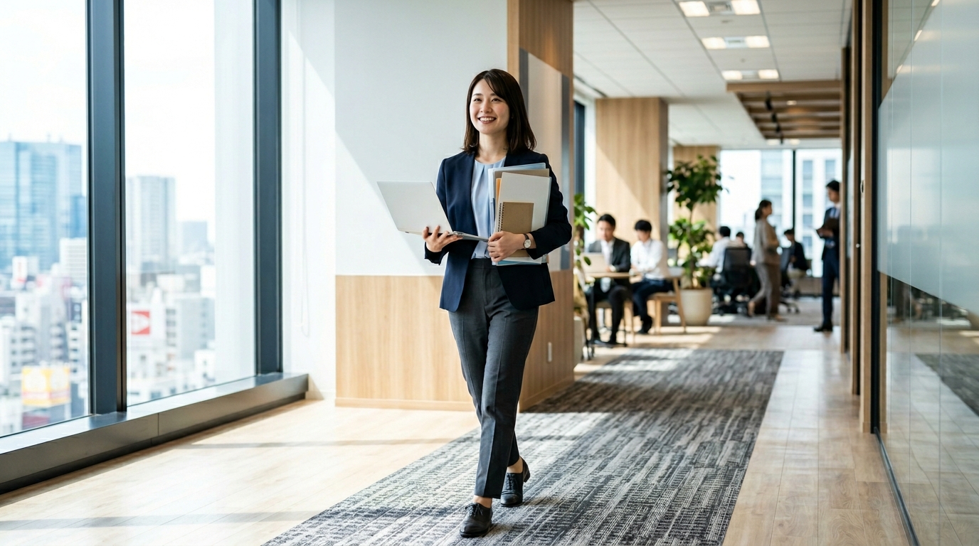 キャリアアップを目指して働く若手ビジネスパーソン
