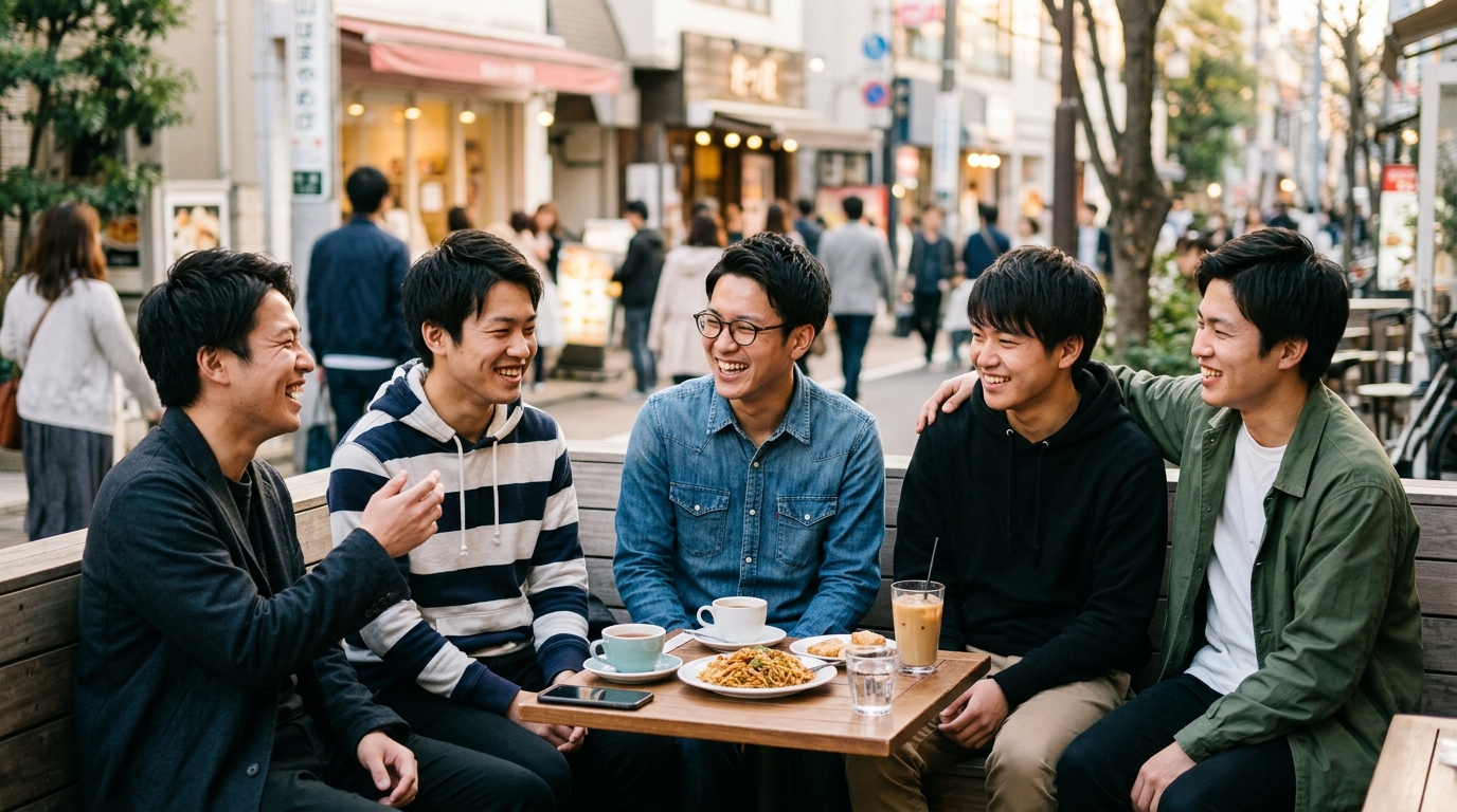 新しい仕事や生活に前向きな若手男性たちのイメージ