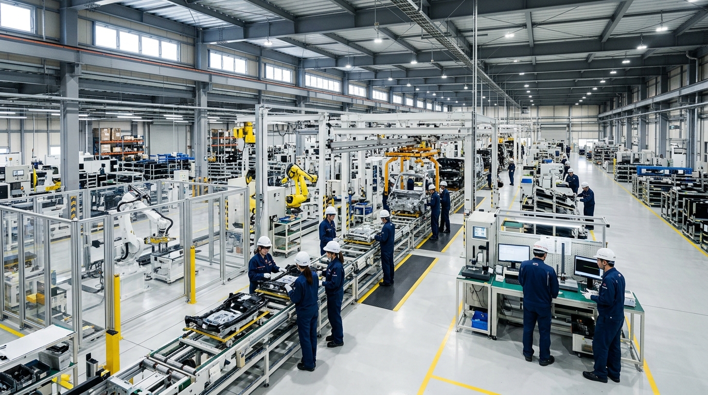 愛知県の工場で働く日本人スタッフと製造業の職場環境のイメージ